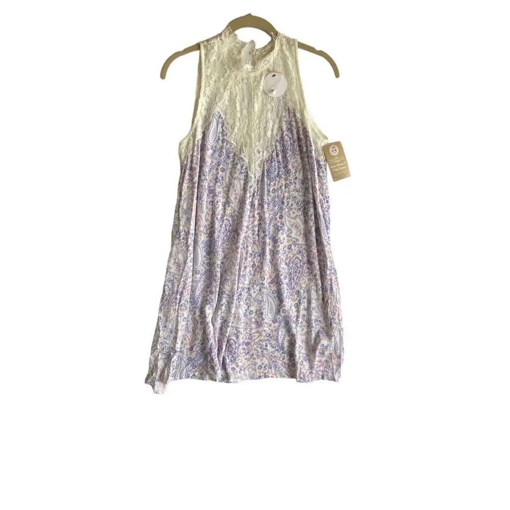 NWT En cream, Paisley, Grace, floral lace trimmed mini dress size small